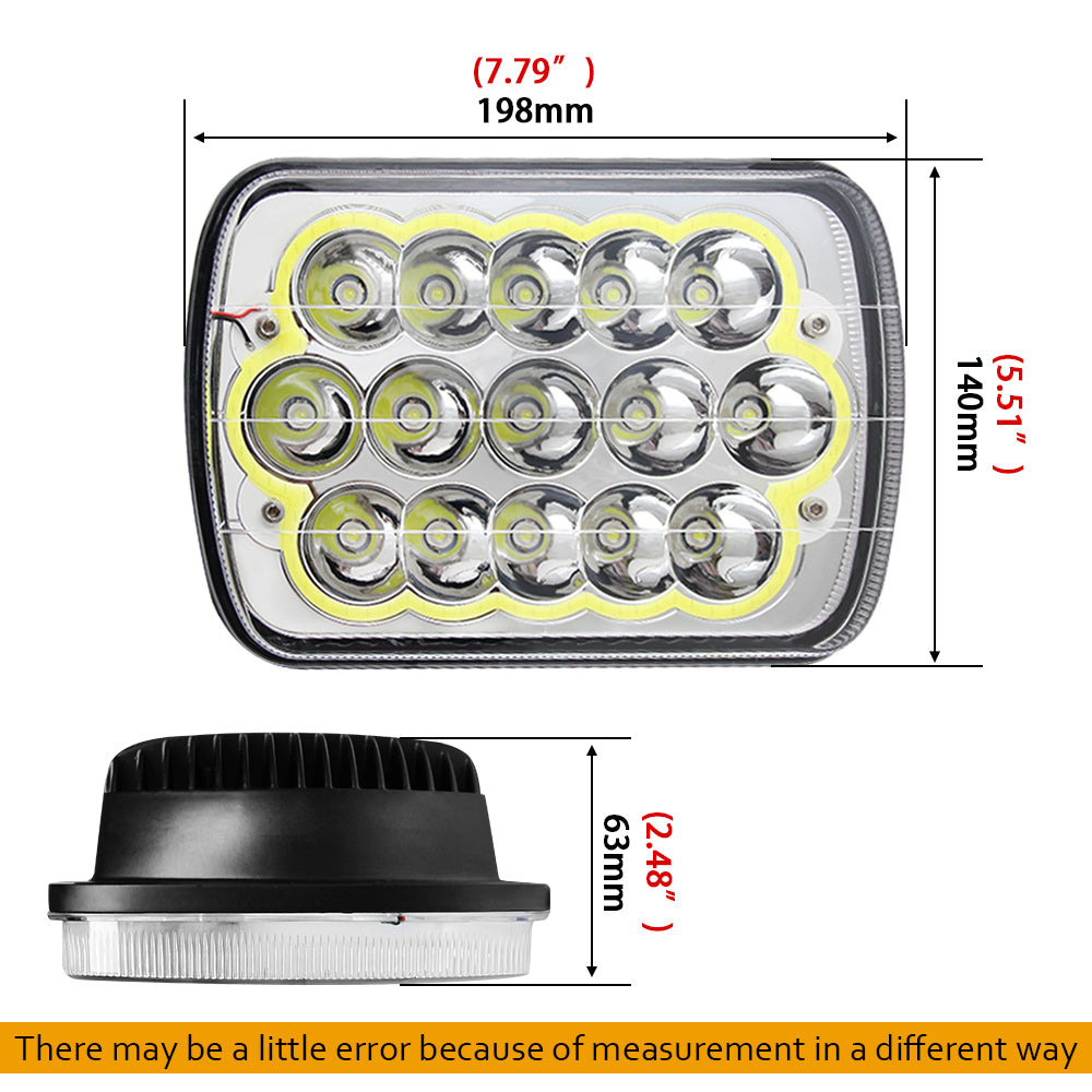 CO LIGHT Phares LED Rectangulaires à Double Faisceau 5x7 Pouces - DRL Colorés (Kit/2pcs)