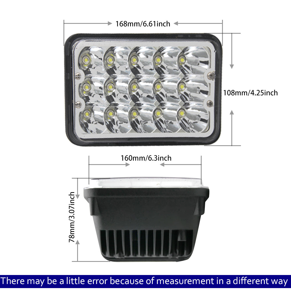 CO LIGHT Phares LED Rectangulaires à Double Faisceau 4x6 Pouces - DRL Colorés (Kit / 2pcs)