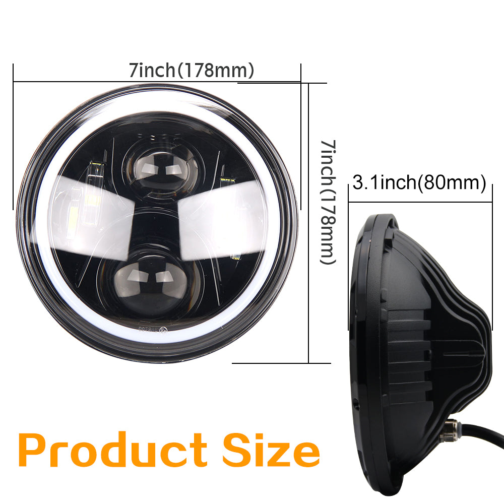 Colight 7" Dual Beam Dual-color DRL LED Headlights