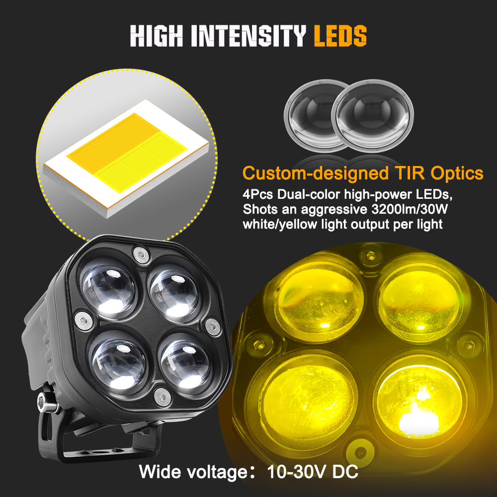 3inch DDF Series Dual Color Dual Beam Square Fog Light Pods