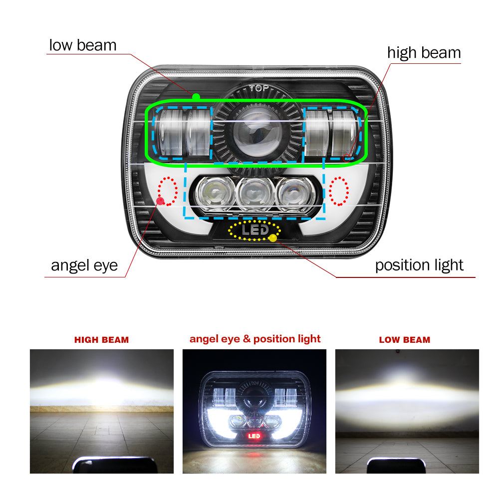 CO LIGHT 5x7 Pouces Carré Double Faisceau Phares - DRL/Clignotant (Kit/2pcs)