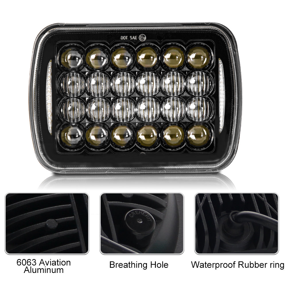 CO LIGHT 5x7 pulgadas Rectangular 5D Lente Faros delanteros de doble haz - Laterales DRL (Kit/2pcs)