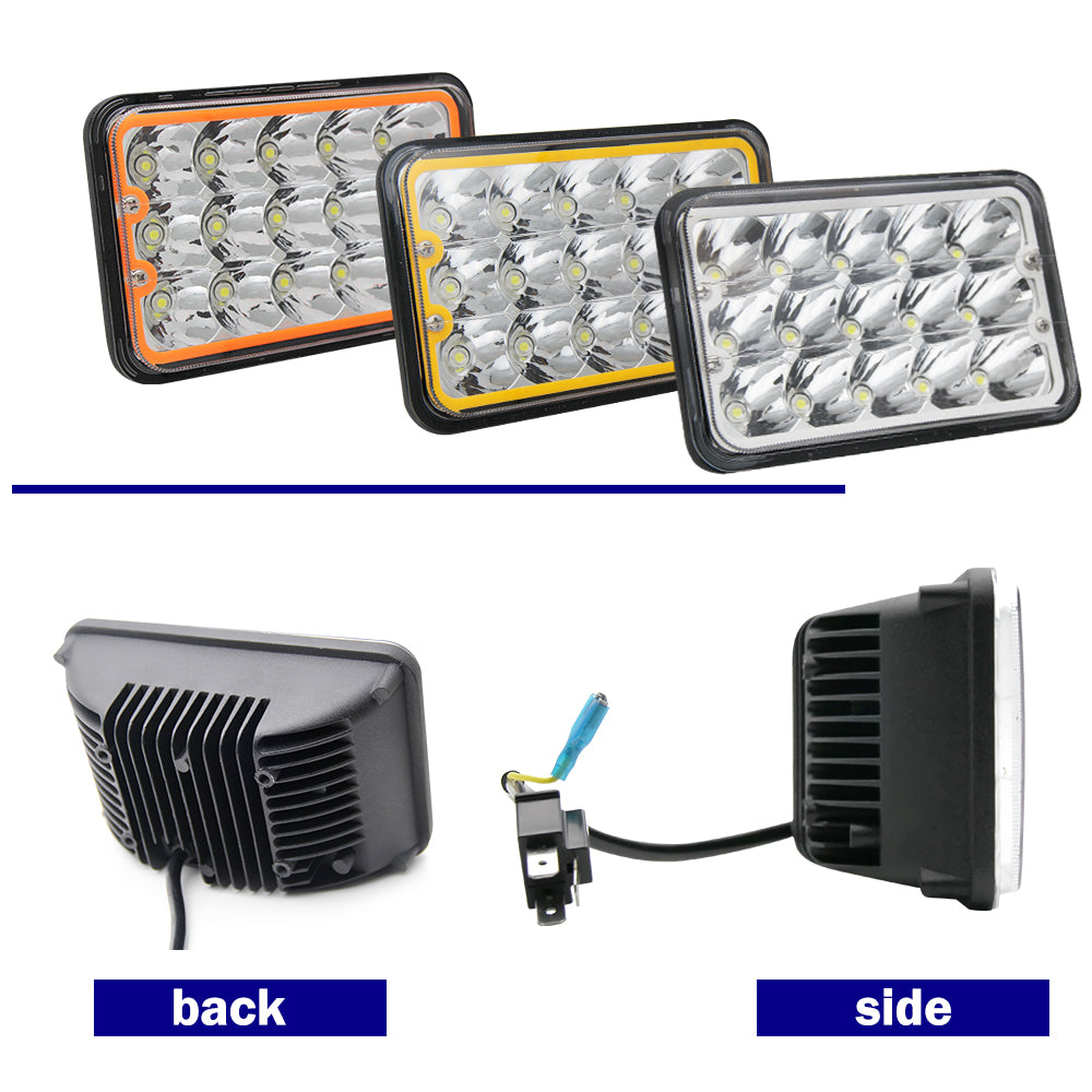 CO LIGHT Phares LED Rectangulaires à Double Faisceau 4x6 Pouces - DRL Colorés (Kit / 2pcs)