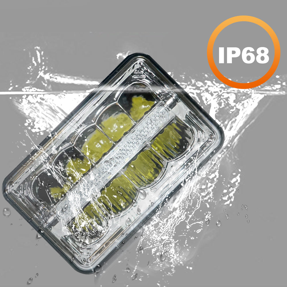 CO LIGHT Faros delanteros reflectores cuadrados de doble haz de 4x6 pulgadas - Barra de luz DRL (Kit/2 piezas)