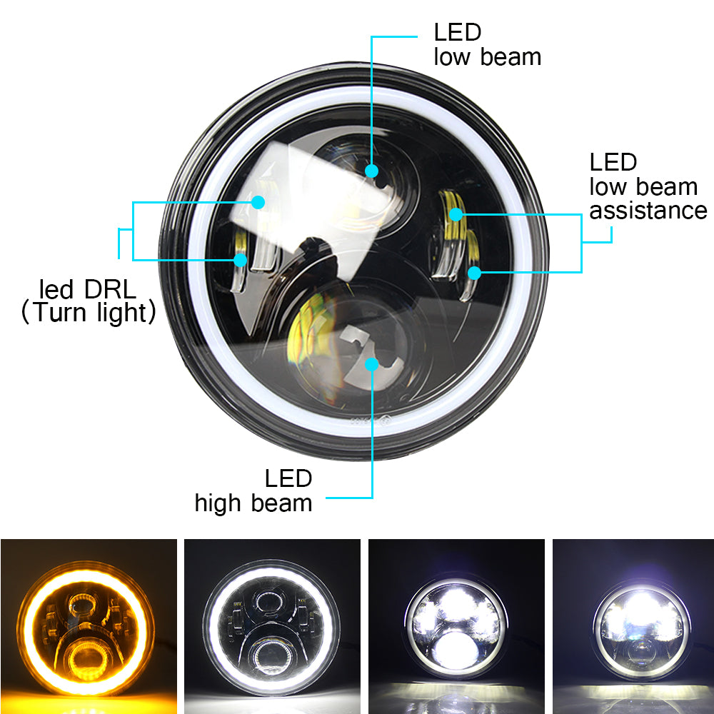 Colight 7" Dual Beam Dual-color DRL LED Headlights