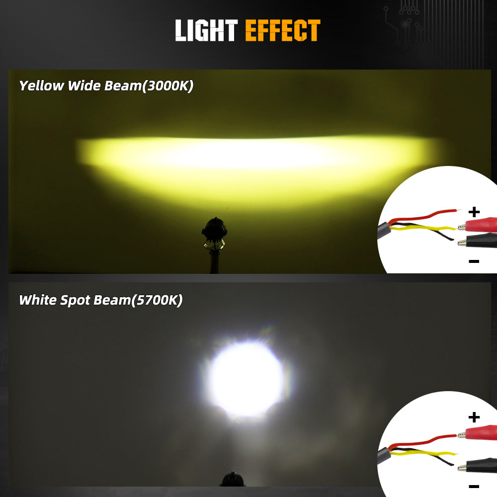 3 Inch DB-P Series Dual Beam Yellow&White Fog Lights Pods