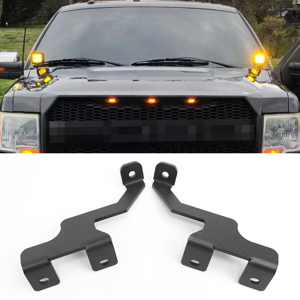 2010-2014 SVT Raptor & 2004-2014 Ford F-150 Hood LED Mounting Brackets