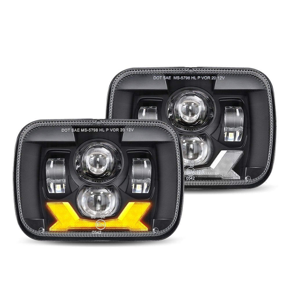 5x7 inch DOT E24 marked Square LED Headlights with DRL/ Turn Signal