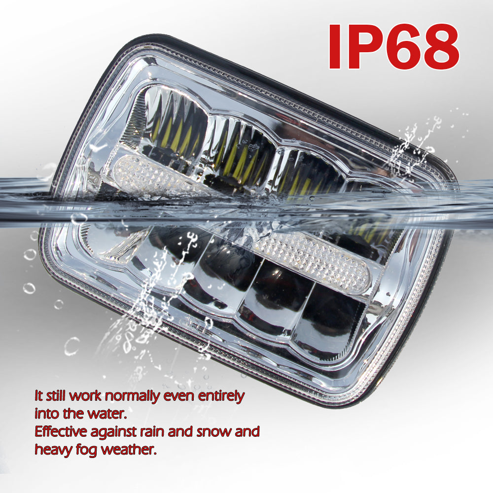 CO LIGHT Faros delanteros reflectores cuadrados de doble haz de 5x7 pulgadas - Barra de luz DRL (Kit/2 piezas)