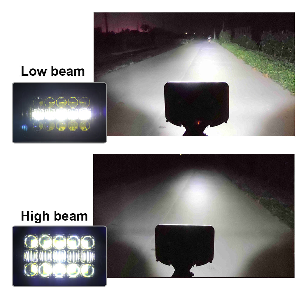 CO LIGHT Faros delanteros rectangulares de doble haz de 4x6 pulgadas - Lente 5D/Laterales DRL (Kit/2 piezas)