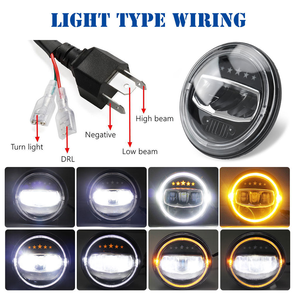 Colight 7" Dual Color DRL Yellow 5-Stars Headlights