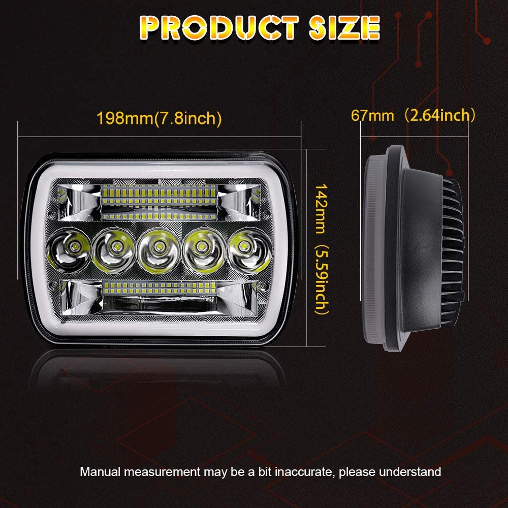 Colight 7x6 inch White/Amber Angle Eyes Sealed Headlights