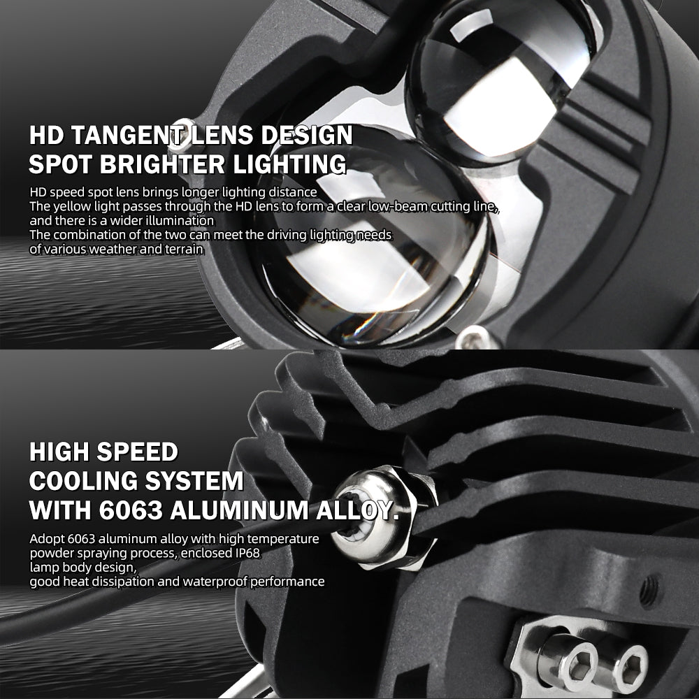 3 Inch DB-P Series Dual Beam Yellow&White Fog Lights Pods