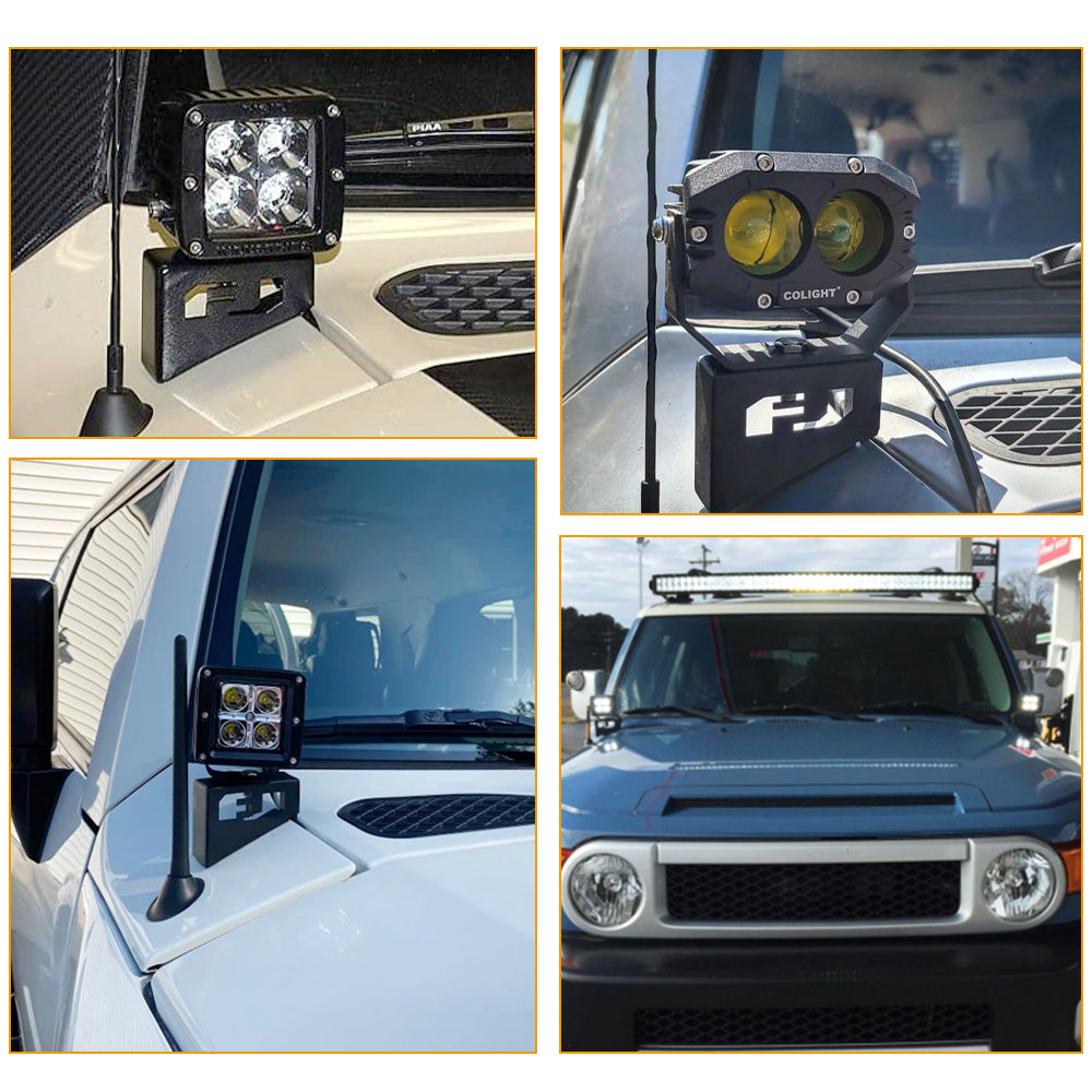 Ditch Light Hood Mounting Brackets For 2007-2016 Toyota Fj Cruiser