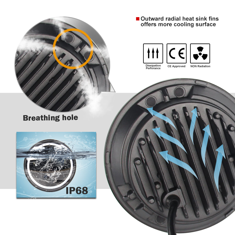 Colight 7" Dual Beam Dual-color DRL LED Headlights