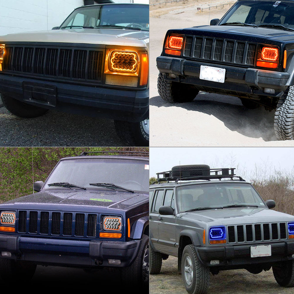 CO LIGHT Phares LED Rectangulaires à Double Faisceau 5x7 Pouces - DRL Colorés (Kit/2pcs)