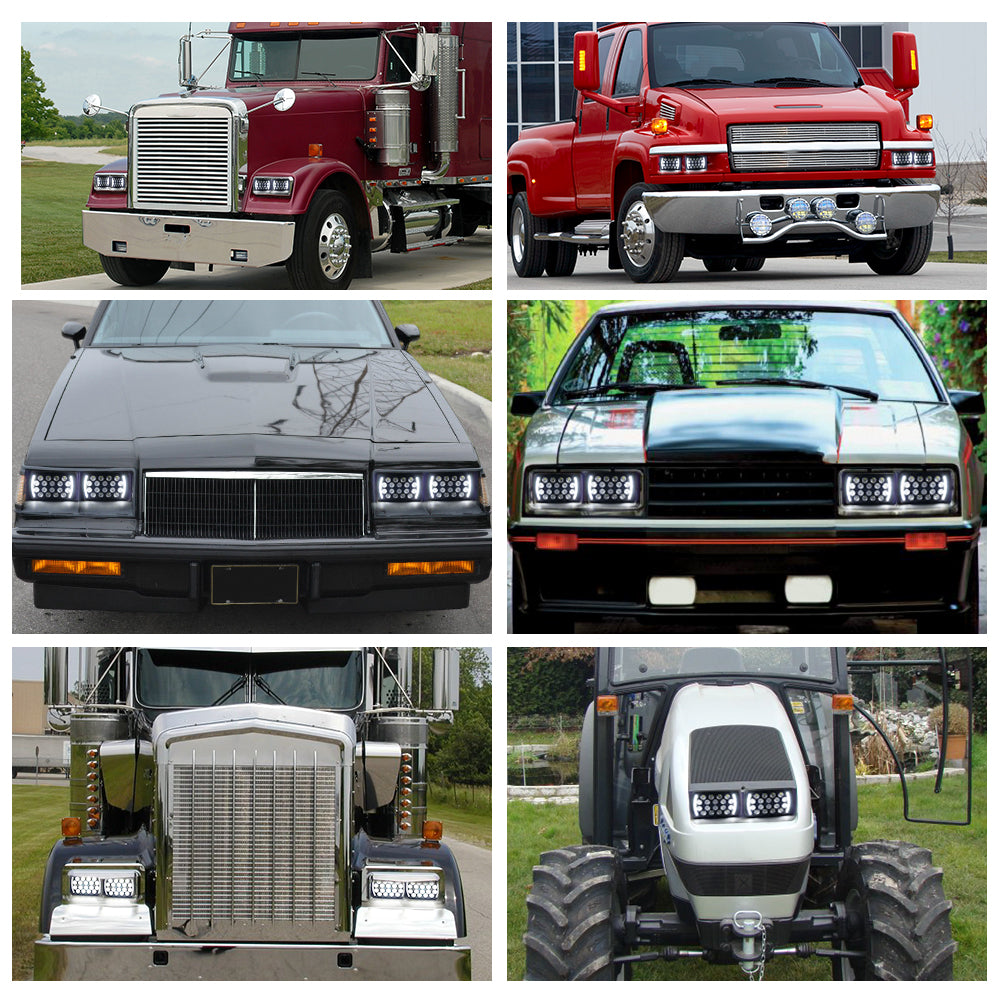 CO LIGHT Faros delanteros rectangulares de estilo delgado de doble haz de 4x6 pulgadas - Laterales DRL (Kit/2 piezas)