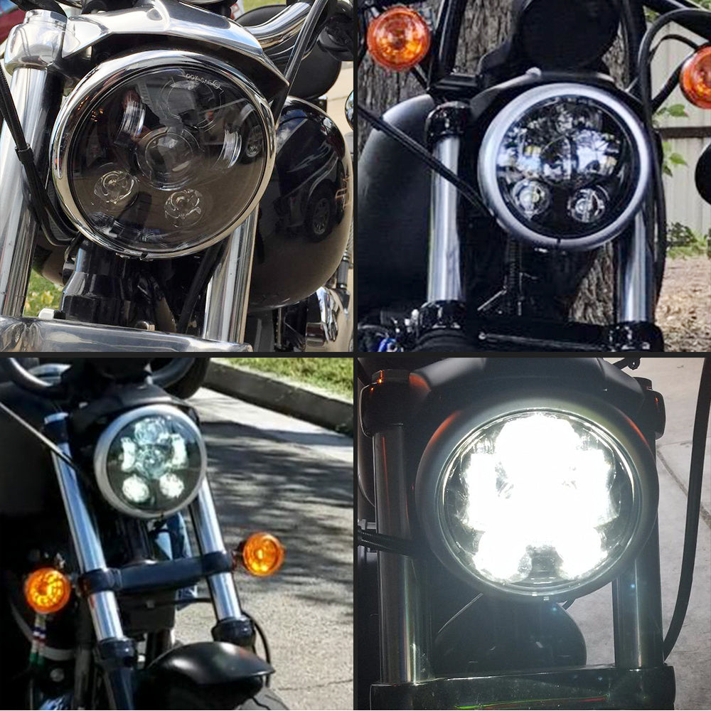CO LIGHT 5.75" Chrome/Noir Projecteur Moto LED Phare