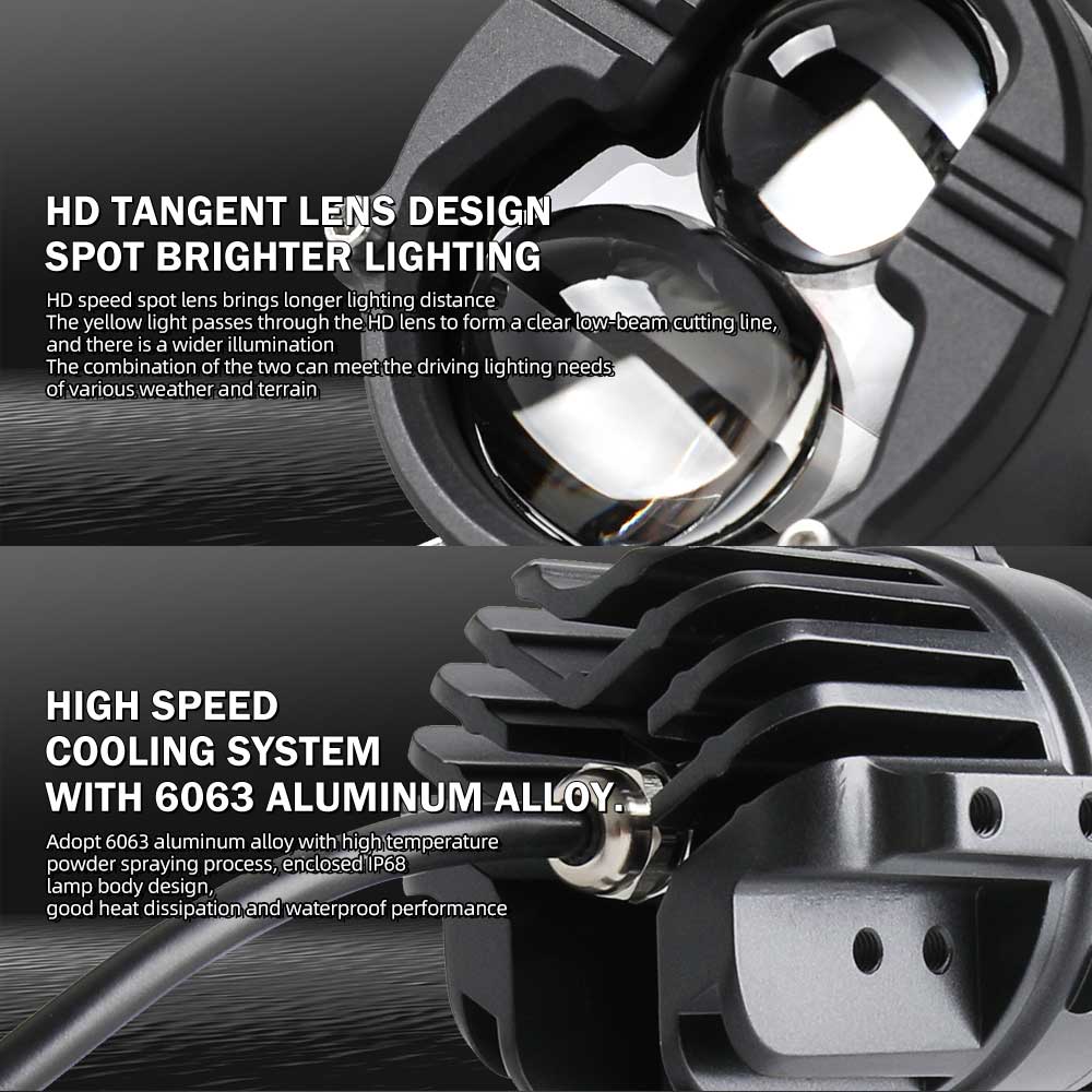 COLIGHT 3 Inch DB-P Series Dual Beam White&White Motorcycle Lights