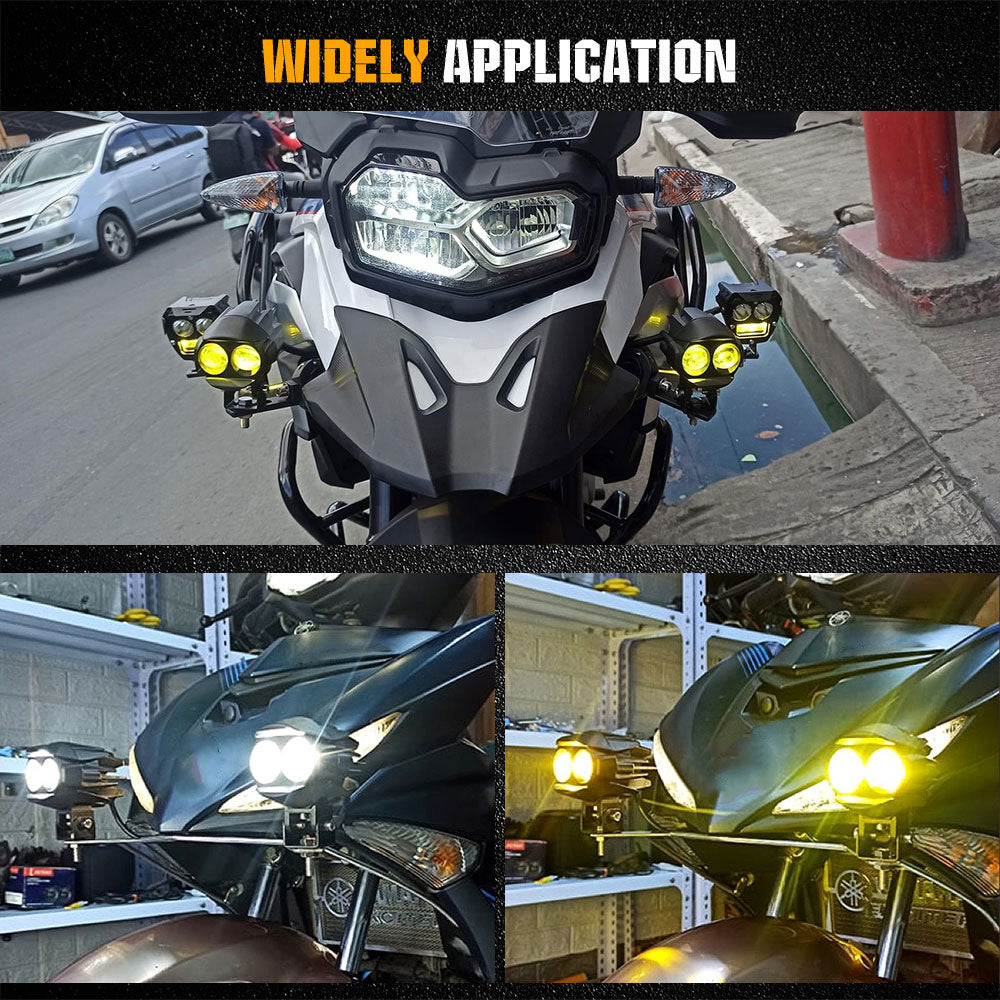 COLIGHT 3inch MF2 Series Feux auxiliaires doubles faisceaux doubles couleurs pour moto (Set/2pcs)