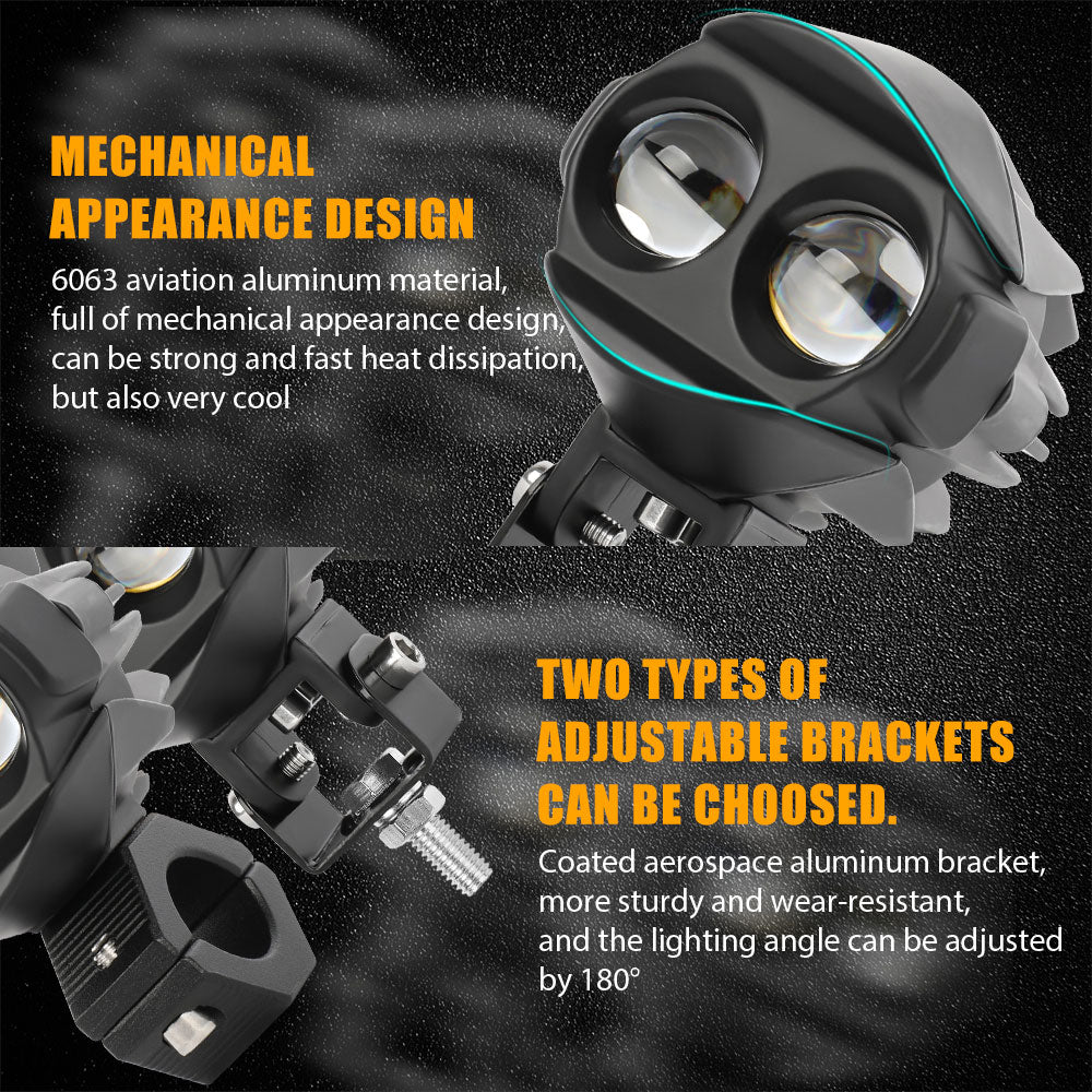 COLIGHT 3inch MF2 Series Feux auxiliaires doubles faisceaux doubles couleurs pour moto (Set/2pcs)