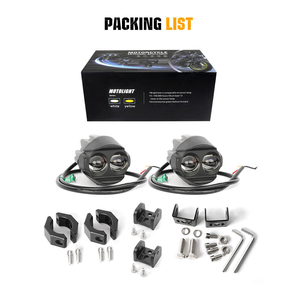 COLIGHT 3inch MF2 Series Feux auxiliaires doubles faisceaux doubles couleurs pour moto (Set/2pcs)