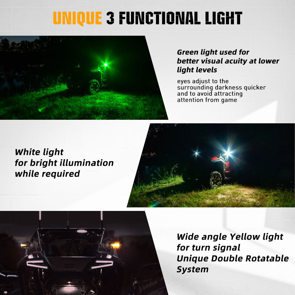 UTV Side View Mirrors With Amber Turn Signal Lights For 1.5-2 inch Rollbar