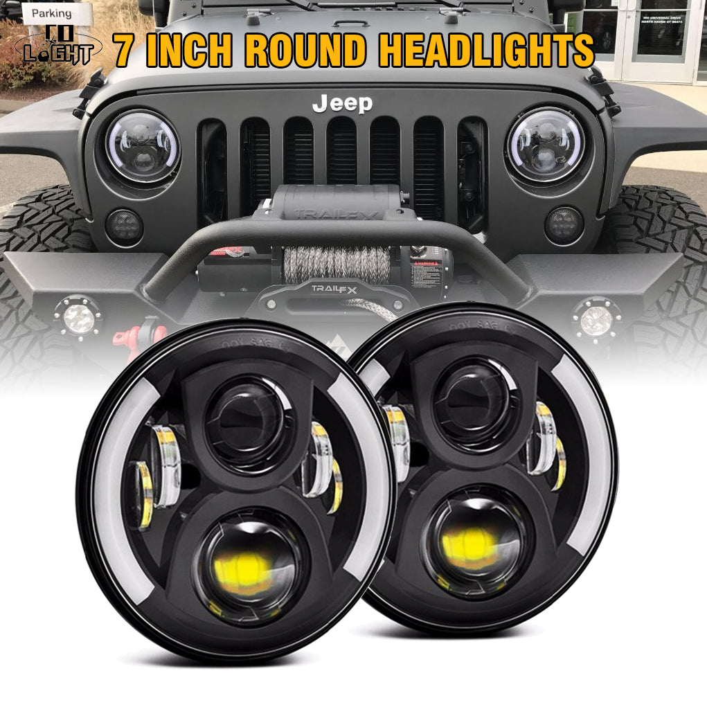 Colight 7" Amber/White DRL Dual Beam LED Headlight