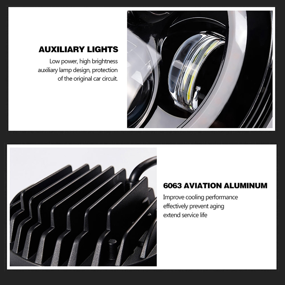 Colight 7" Dual Burn Amber&White DRL Round Headlight