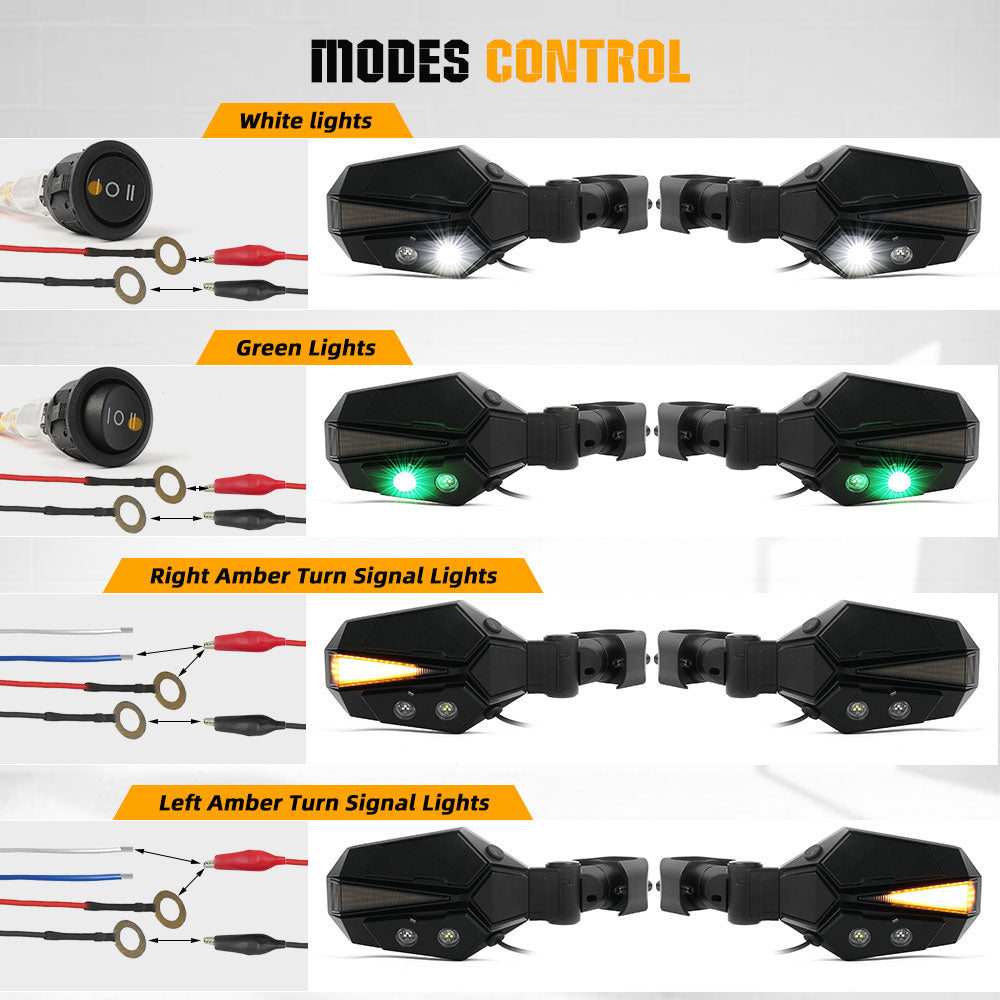 UTV Side View Mirrors With Amber Turn Signal Lights For 1.5-2 inch Rollbar