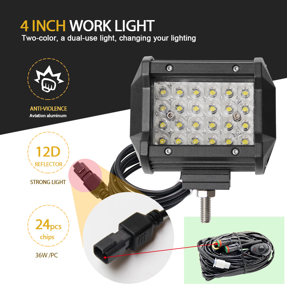 4 Inch White&Amber Strobe Work Light Bar