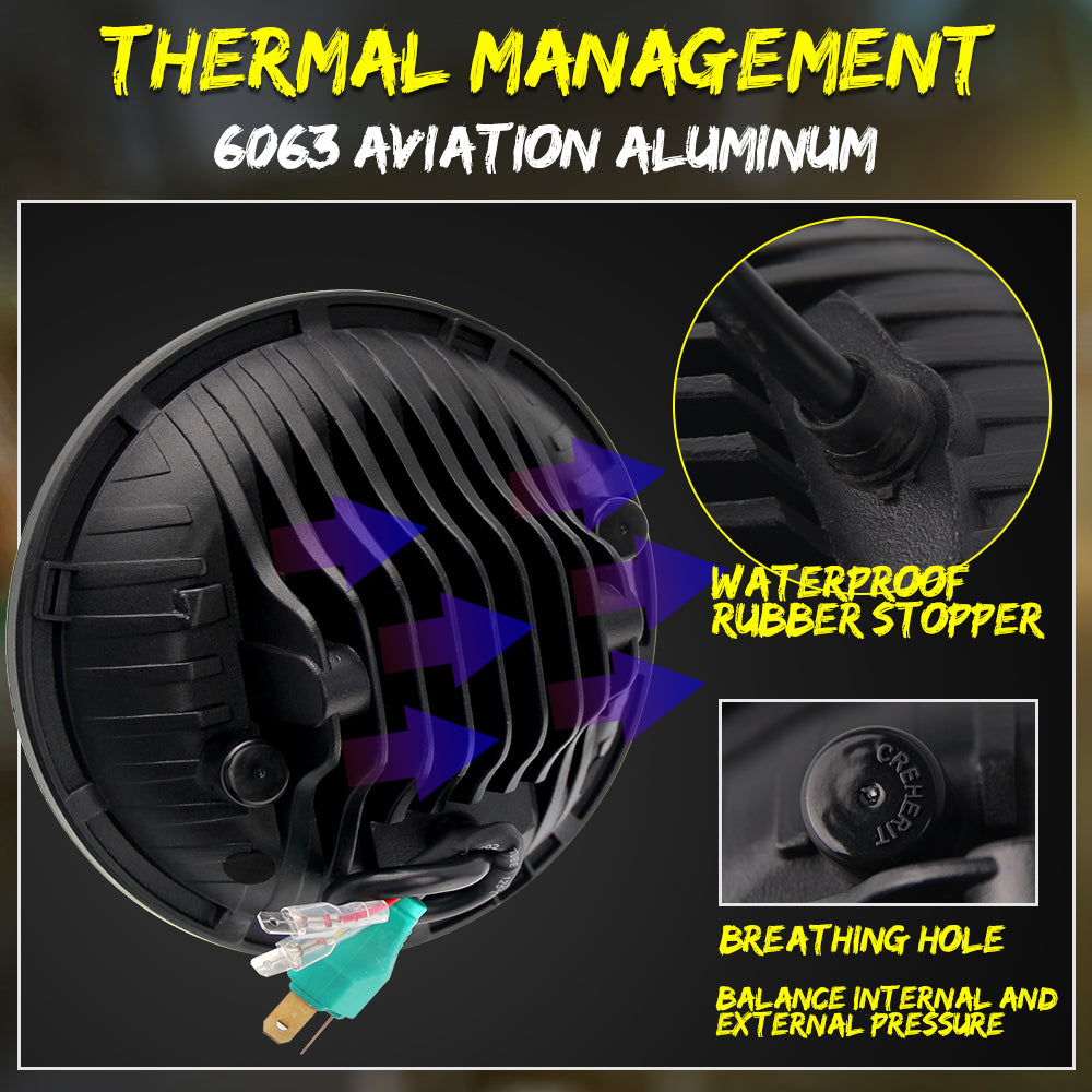 Colight 7 Inch Dual Beam White/Amber DRL Sealed LED Headlight