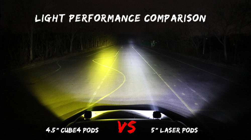 The comparsion of COLIGHT 4.5inch Cube4 light and 5inch laser light