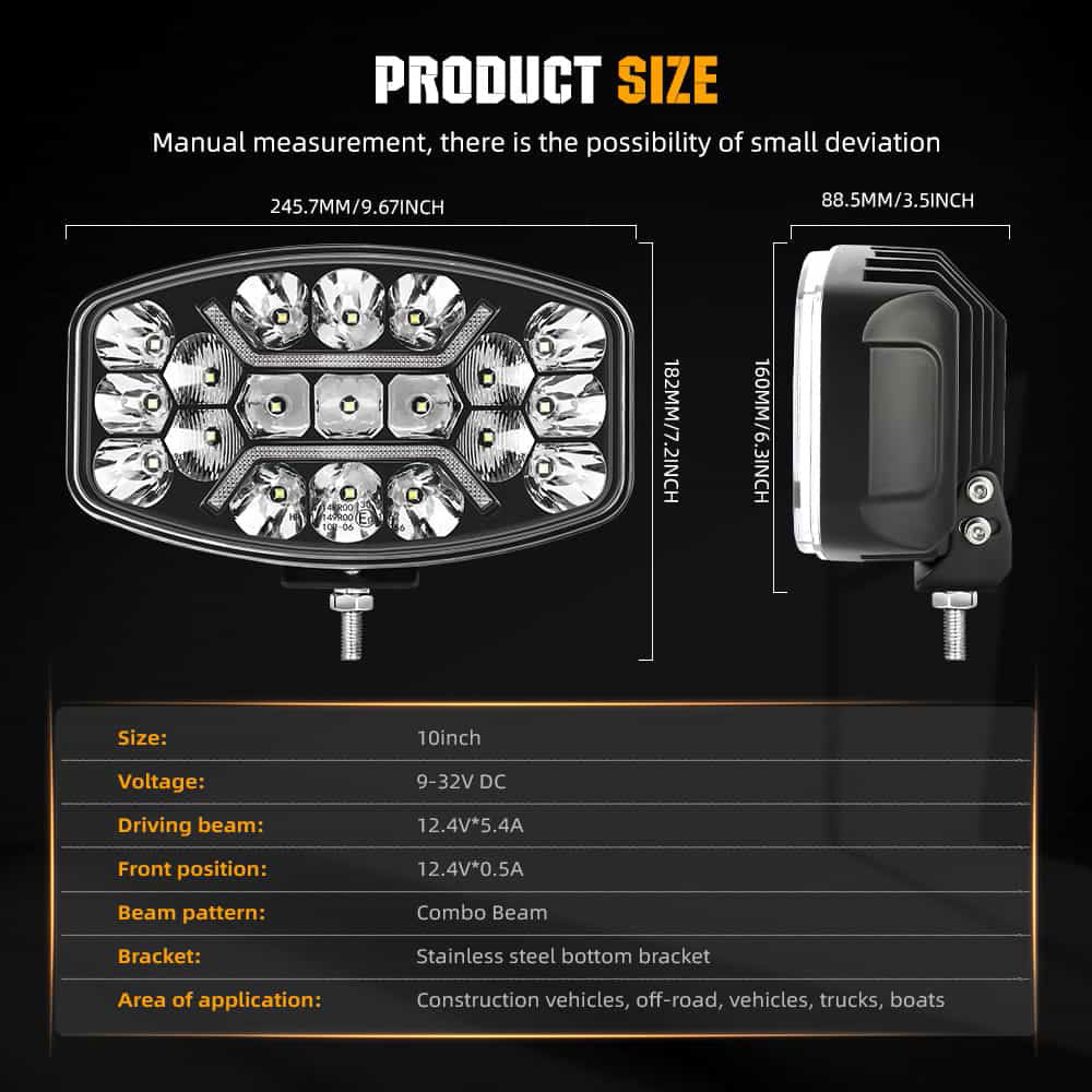 COLIGHT 10 Inch Auxiliary Spot Beam LED Work Light With Amber DRL(Single)