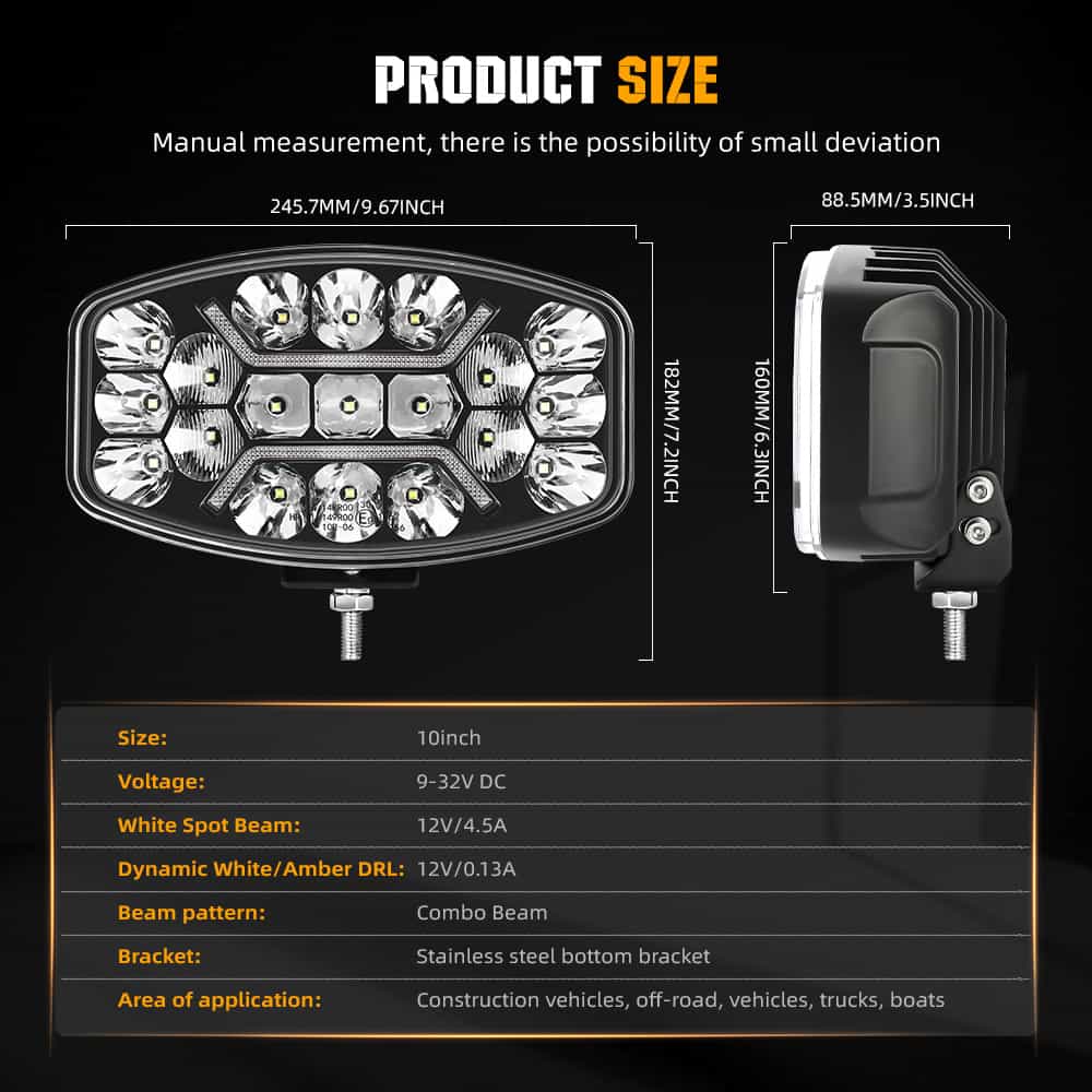 COLIGHT 10 Zoll Zusatz-Spotstrahler LED-Arbeitslicht mit Bernstein-DRL (Einzeln)