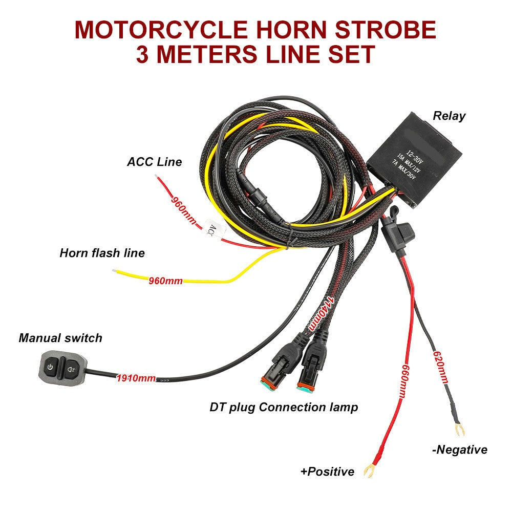 16AWG DT Connector Motorcycle Horn-Triggered Flashing Wire Assembly