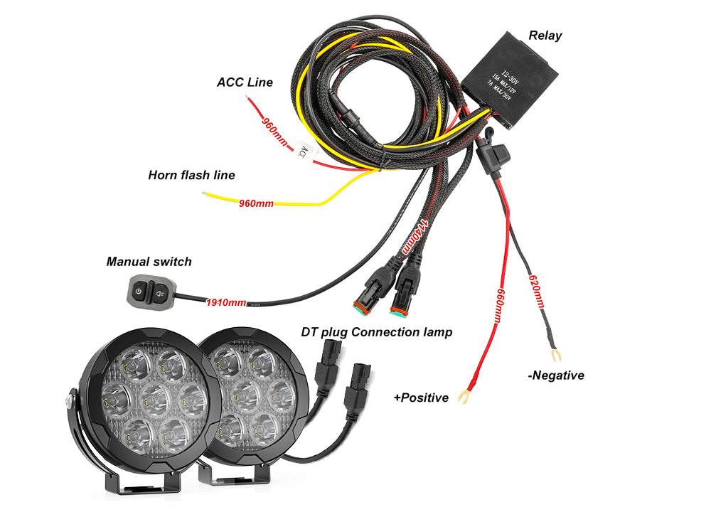 COLIGHT 4.5inch D07 Series Round Lights With Waterproof Wire Harness For Motorcycle(Set/2pcs)