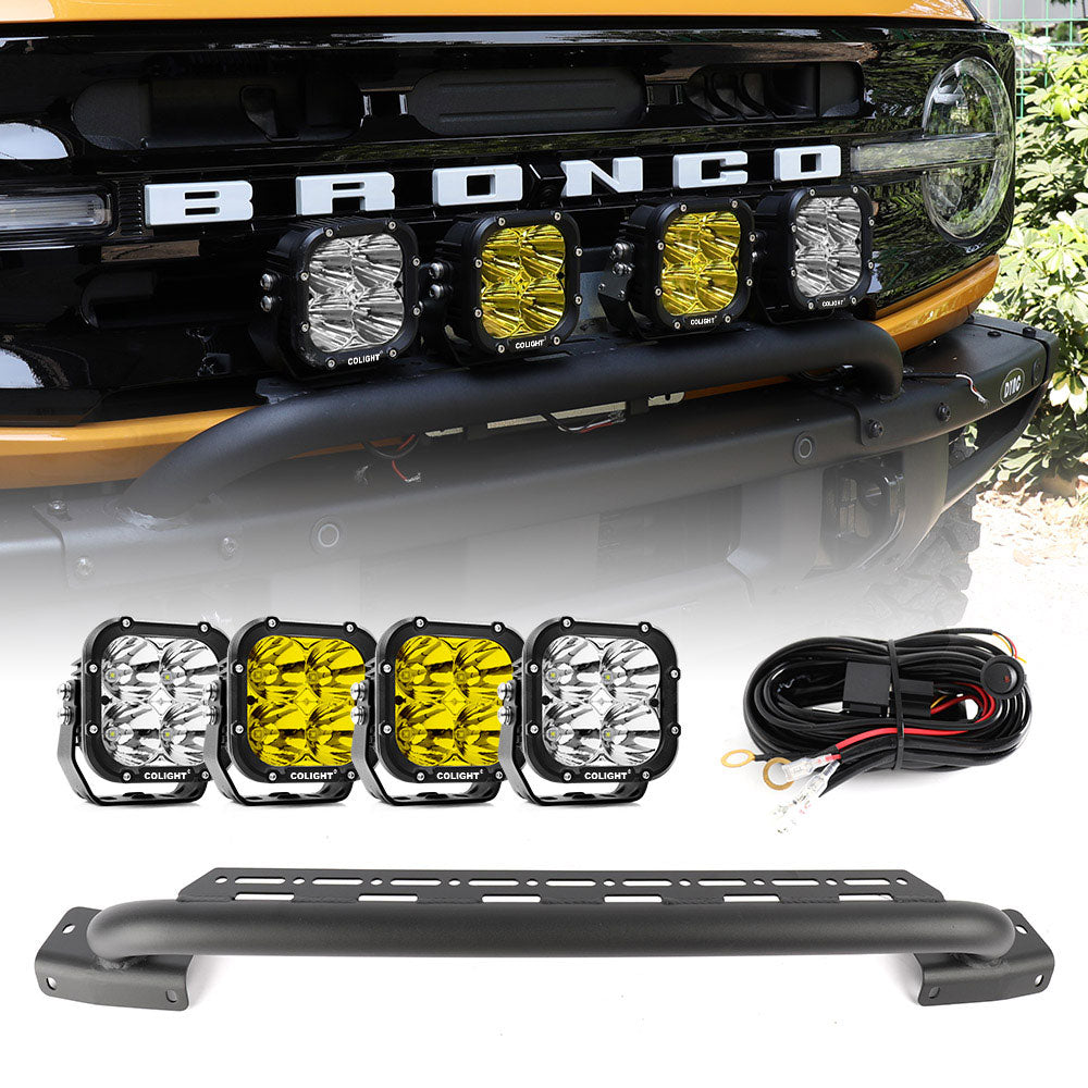 Kit de luces LED para parachoques delantero Ford Bronco 2021-2023, (4 piezas) luces serie Cube4 de 4 pulgadas