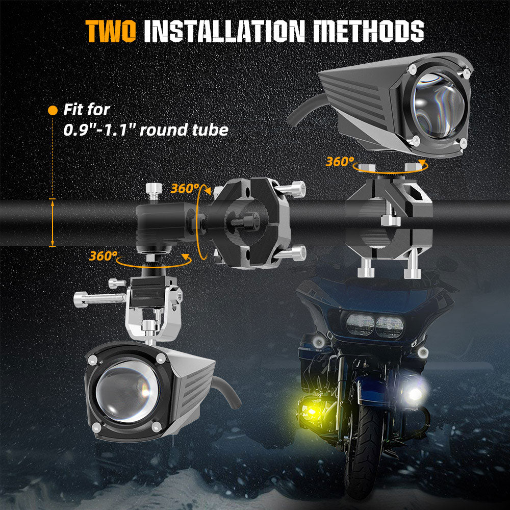 2inch MT Series Mini Motorcycle Lights With Wire Harness For 1inch Tube