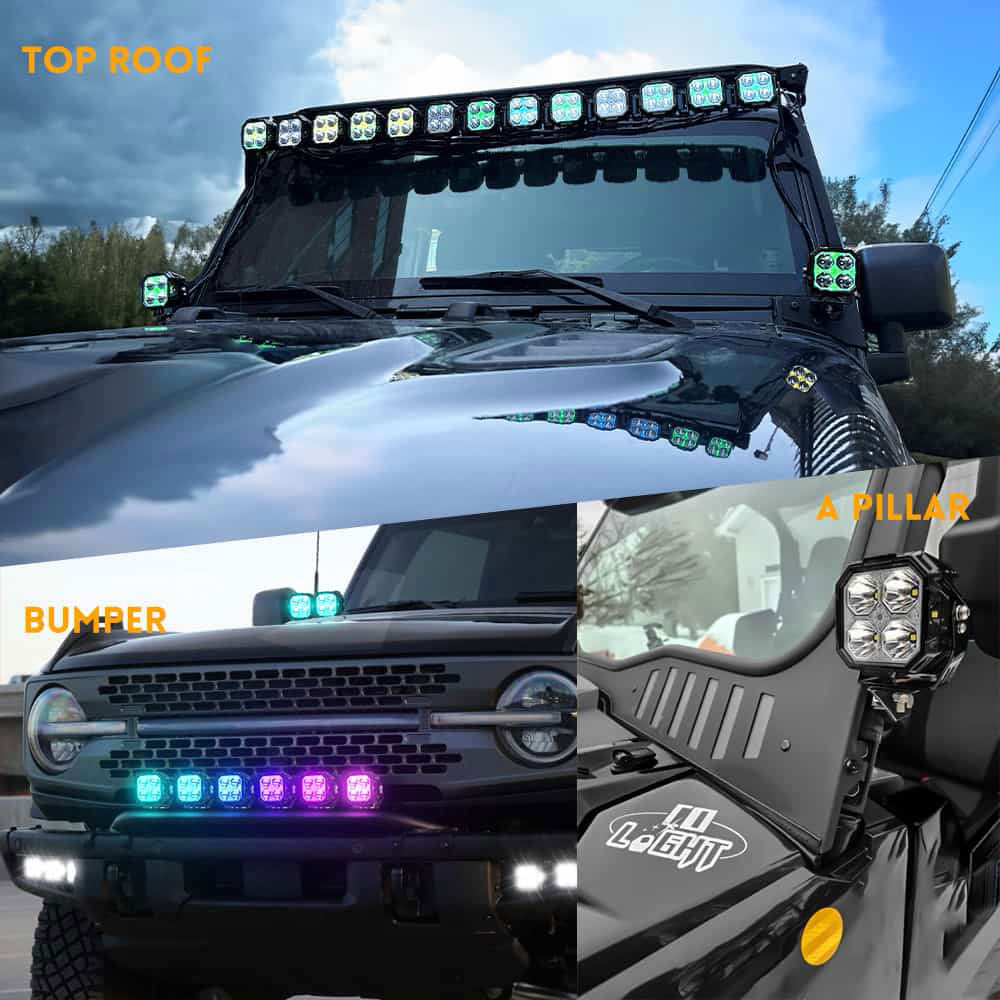 COLIGHT 3inch Diamond Series Side Shooter Ditch Lights With