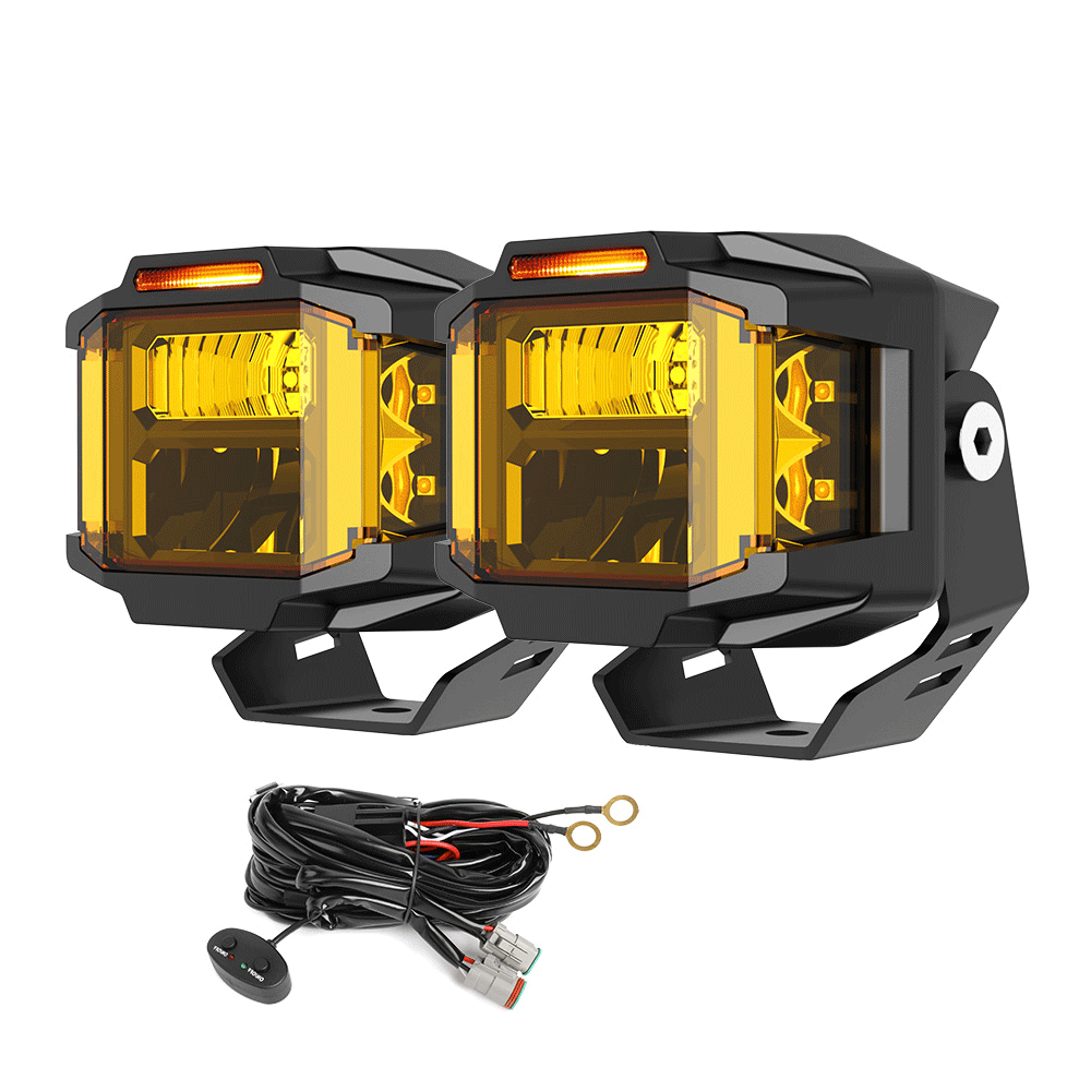 3inch V5 Series Yellow Beam Side Shooter Led Light Pods With Yellow DRL(Set/2pcs)