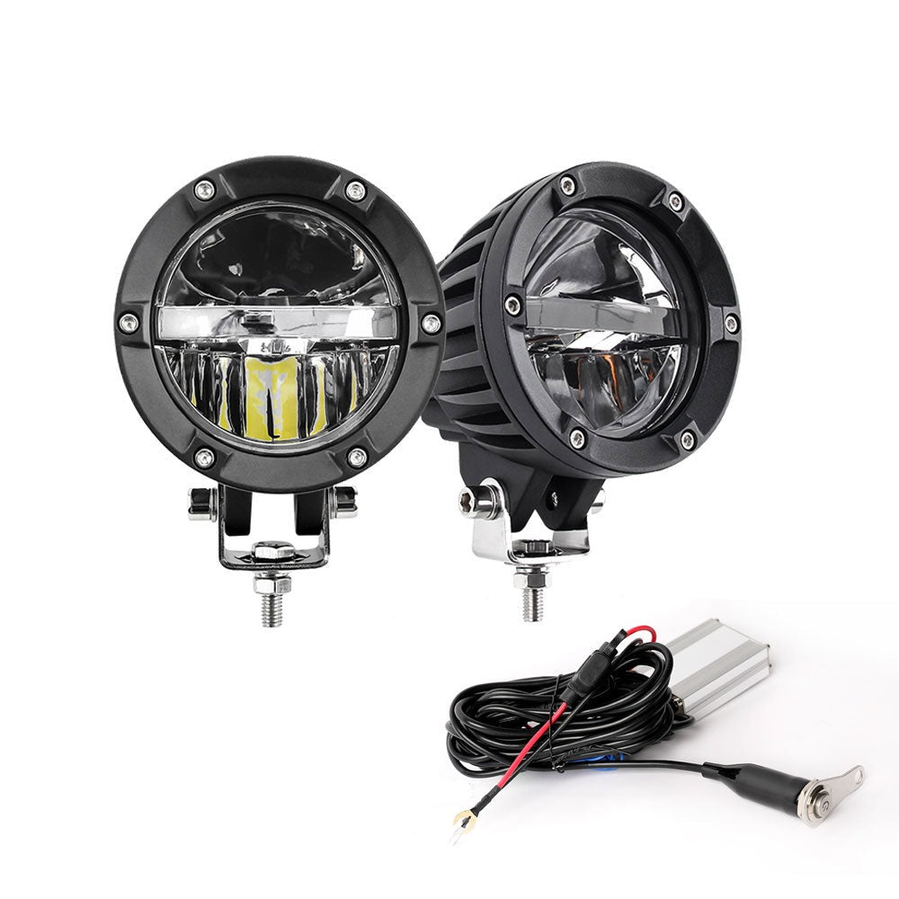 Luz de conducción redonda de doble haz amarilla y blanca de la serie DB-R de 4 pulgadas