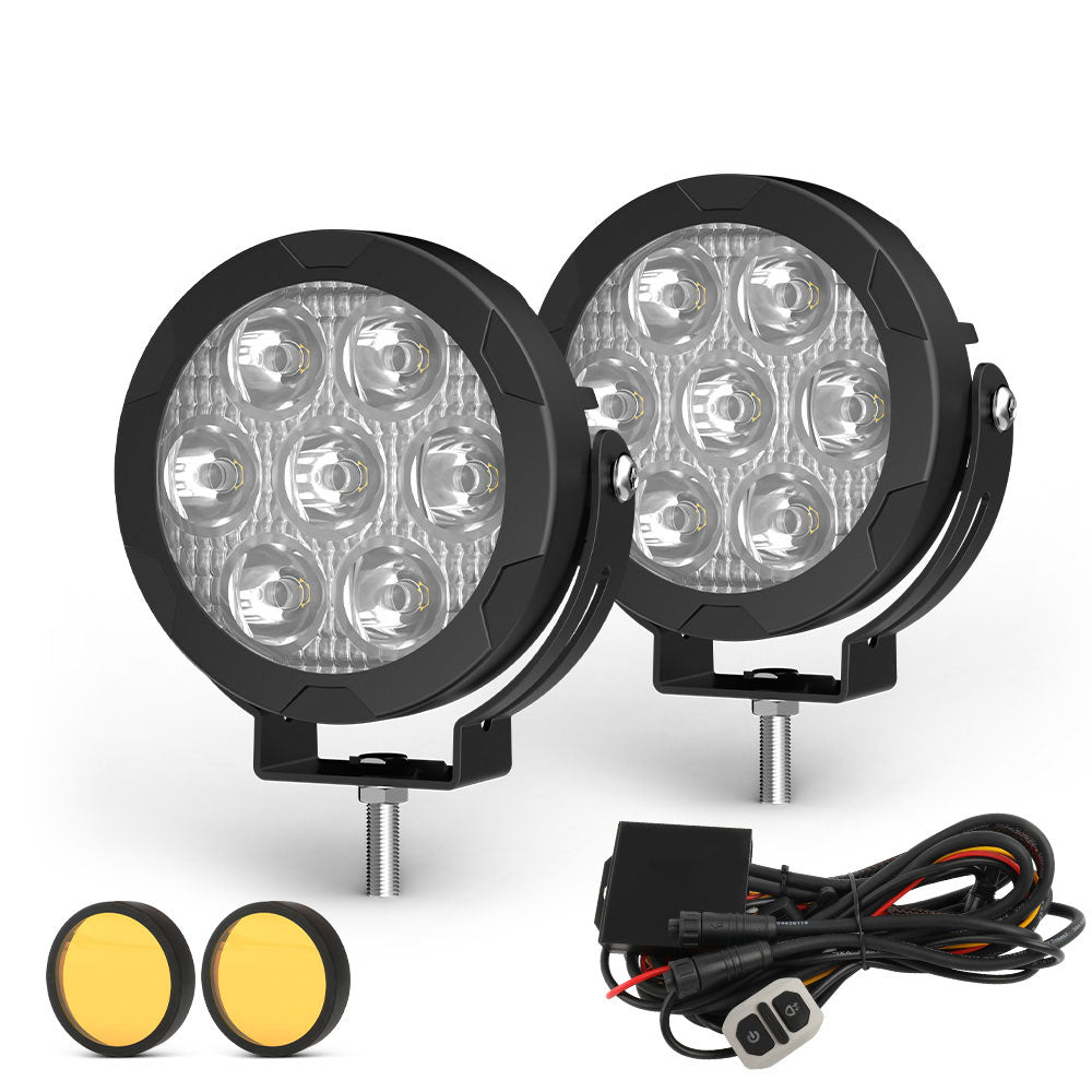 COLIGHT 4.5inch D07 Series Round Lights With Waterproof Wire Harness For Motorcycle(Set/2pcs)