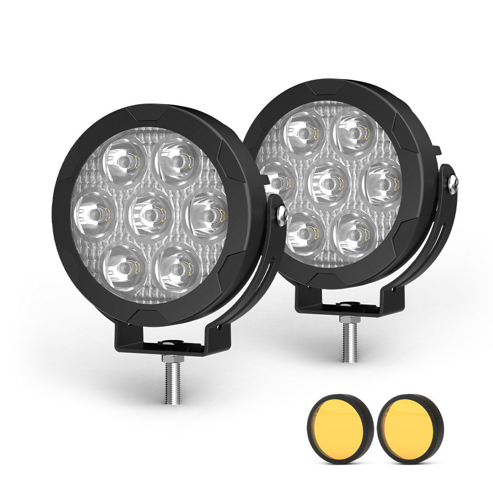 COLIGHT 4.5inch D07 Series White Beam Round Motorcycle Lights With Yellow Covers(Set/2pcs)
