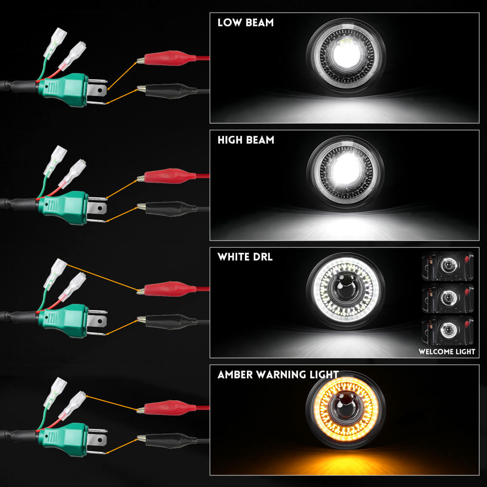 5.75inch M8X Series Round Sealed Beam Headlight Wiring Diagram
