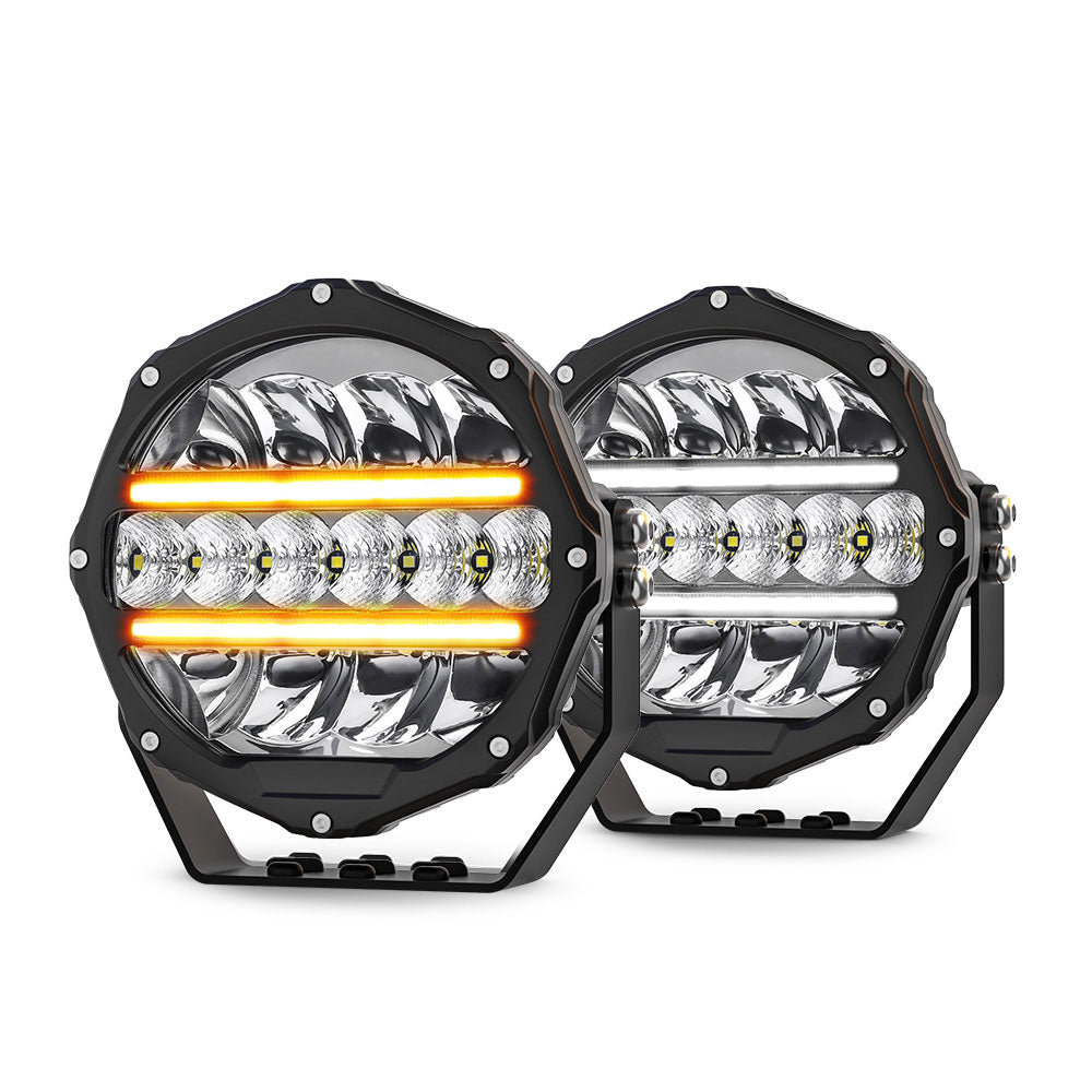 7inch Round L5 Series Offroad LED Driving Light With White&Yellow DRLs