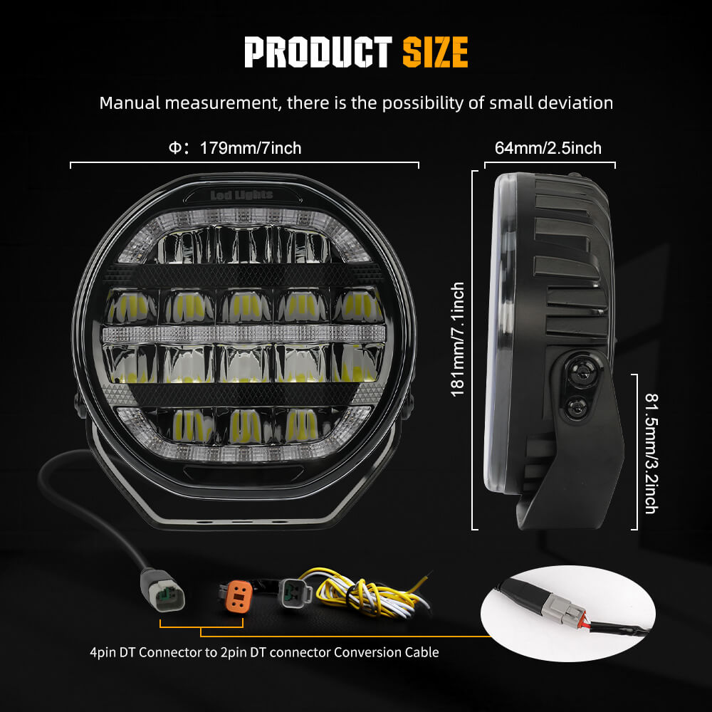 7-Zoll NightPro Serie LED-Fahrlichter mit weißem & gelbem Positionslicht (Set/2 Stück)