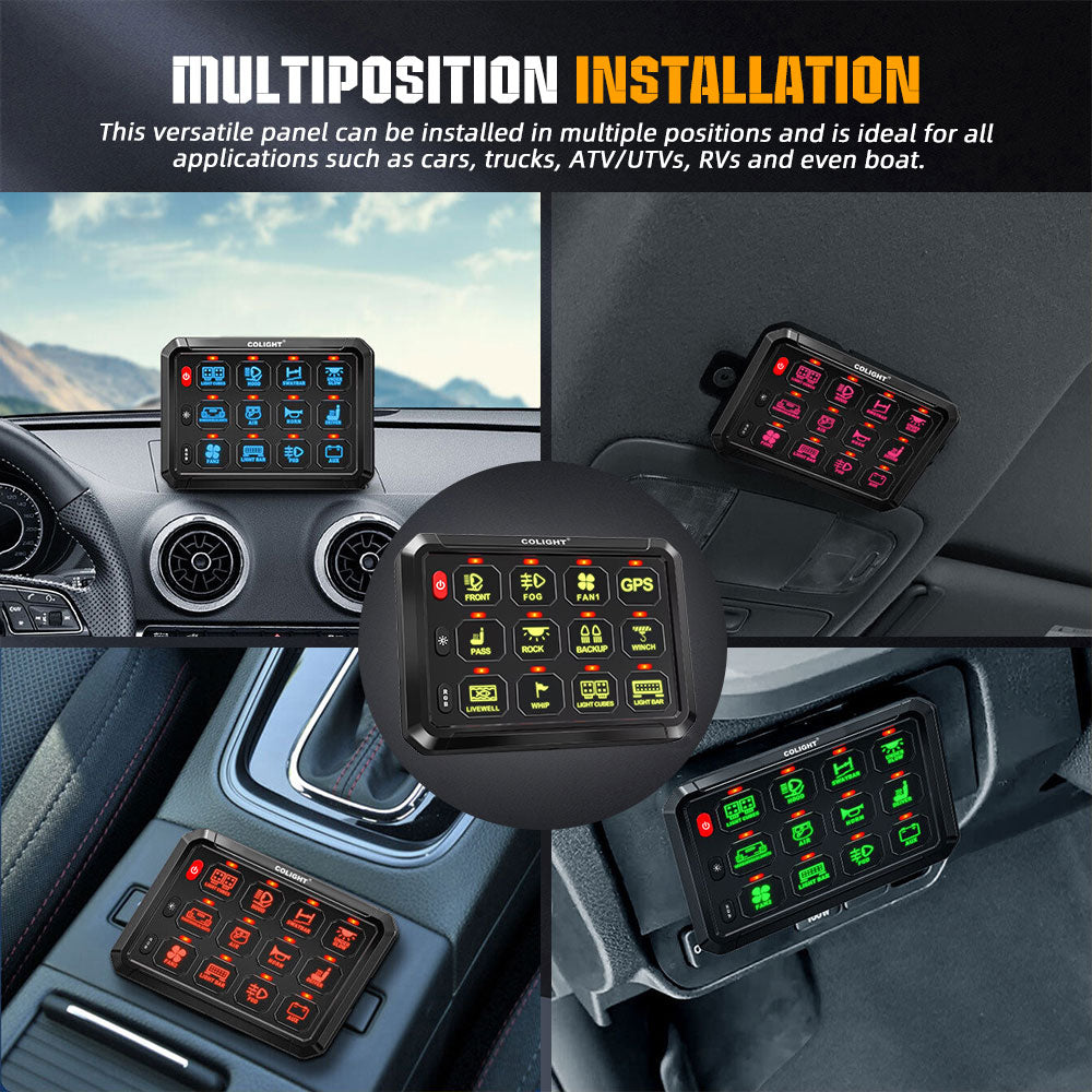 Nuevo sistema de panel de interruptores RGB de 12 bandas con cable ACC y control por aplicación 
