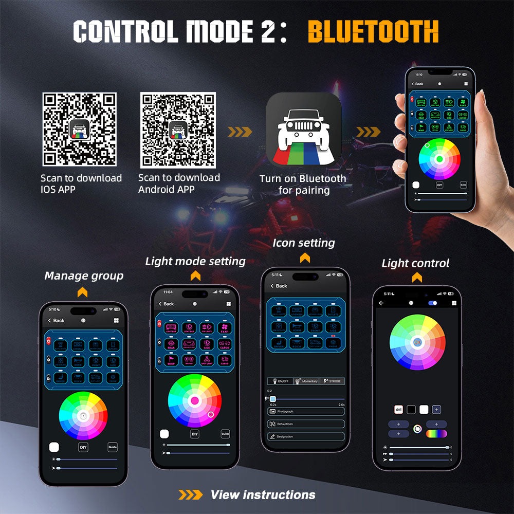 Nuevo sistema de panel de interruptores RGB de 12 bandas con cable ACC y control por aplicación 
