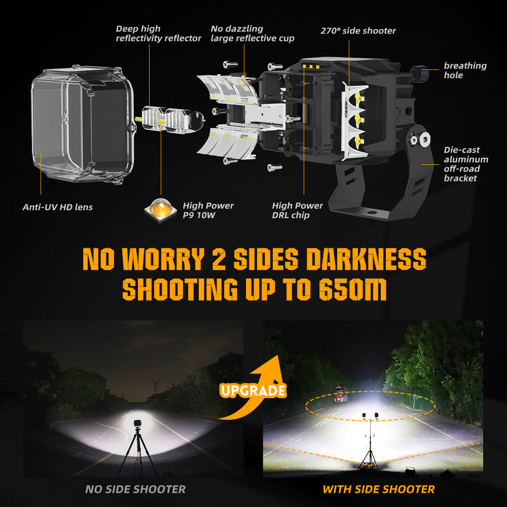 5inch V5 Series White Beam Side Shooter Led Light Pods With White DRL(Set/2pcs)